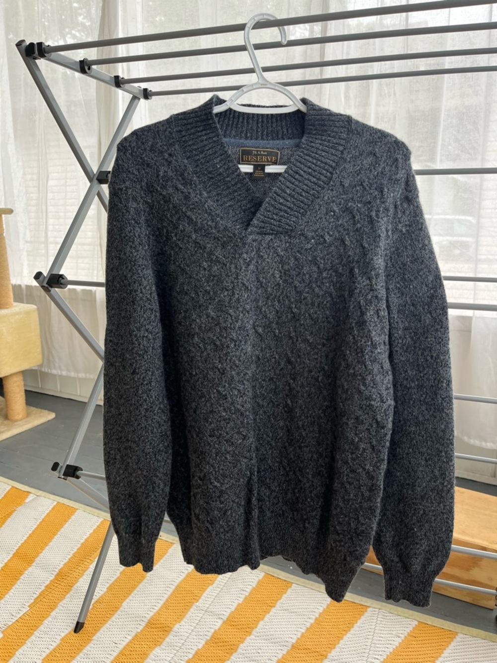 Jos A Bank Wool Charcoal V-Neck Men’s Sweater